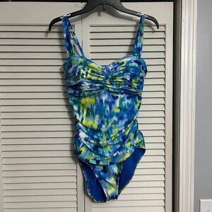 BLEU Rod Beattie swimsuit one-piece sz 12 cool blues NEW bathing suit